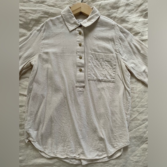 ✨ Madewell Flannel Classic Ex-Boyfriend Popover Half Button Shirt - Picture 4 of 10